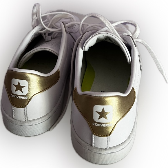 Converse Pro Leather Metallic Low Top Sneakers White and Gold Size 8 - Picture 5 of 7